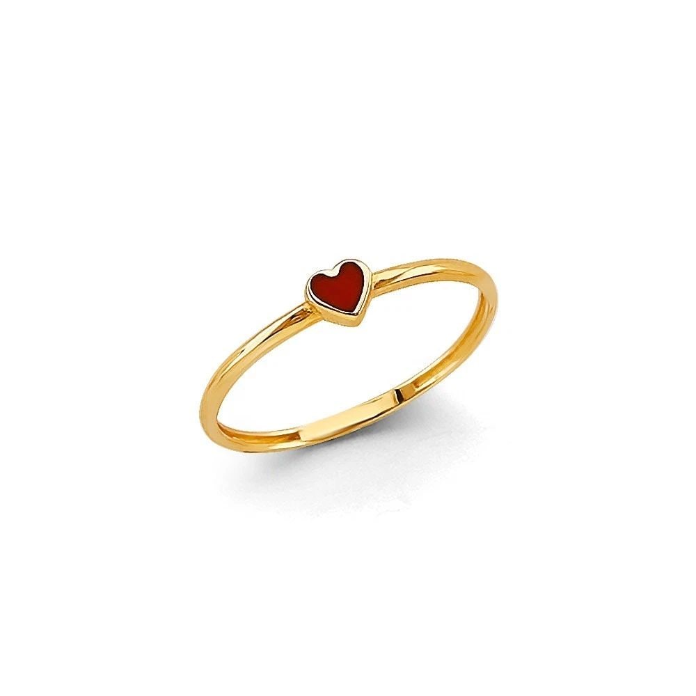 NEW 14K YELLOW GOLD ENAMEL HEART STACKABLE RING: NEW 14K YELLOW GOLD ENAMEL HEART STACKABLE RINGENAMEL HEART STACKABLE RINGNEW 14KYELLOW GOLDWIDTH :WEIGHT : 0.7g