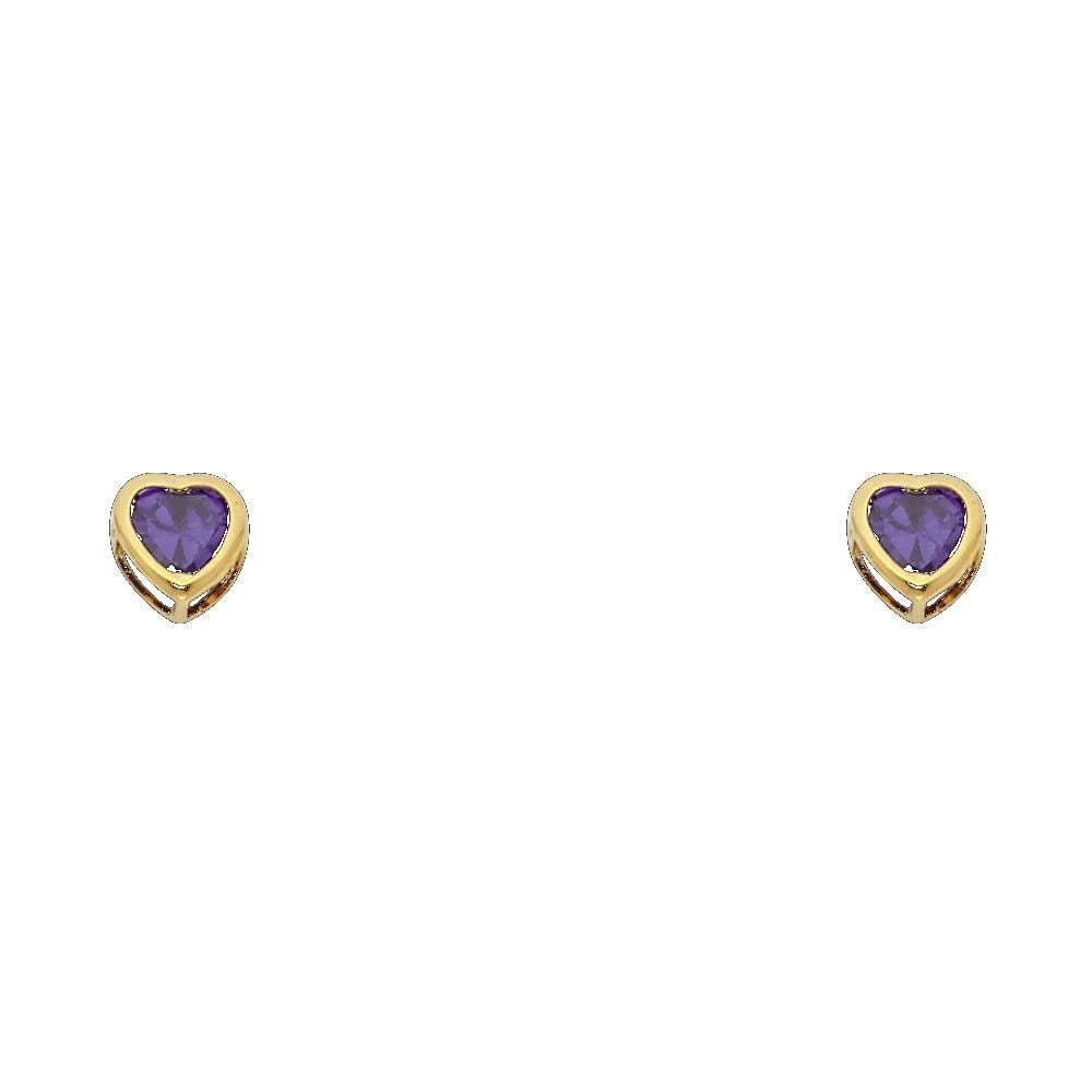 NEW 14K YELLOW GOLD 4MM HEART BEZEL SCREW BACK STUD EARRINGS (FEB): NEW 14K YELLOW GOLD 4MM HEART BEZEL SCREW BACK STUD EARRINGS (FEB)4MM HEART BEZEL SCREW BACK STUD EARRINGS (FEB)NEW 14KYELLOW GOLD