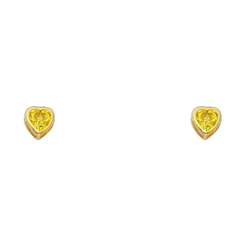 NEW 14K YELLOW GOLD 4MM HEART BEZEL SCREW BACK STUD EARRINGS (NOV): NEW 14K YELLOW GOLD 4MM HEART BEZEL SCREW BACK STUD EARRINGS (NOV)4MM HEART BEZEL SCREW BACK STUD EARRINGS (NOV)NEW 14KYELLOW GOLD