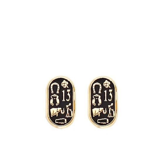 NEW 14K YELLOW GOLD ENAMEL LUCKY EARRINGS WITH SCREW BACK: NEW 14K YELLOW GOLD ENAMEL LUCKY EARRINGS WITH SCREW BACKENAMEL LUCKY EARRINGS WITH SCREW BACKNEW 14KYELLOW GOLD