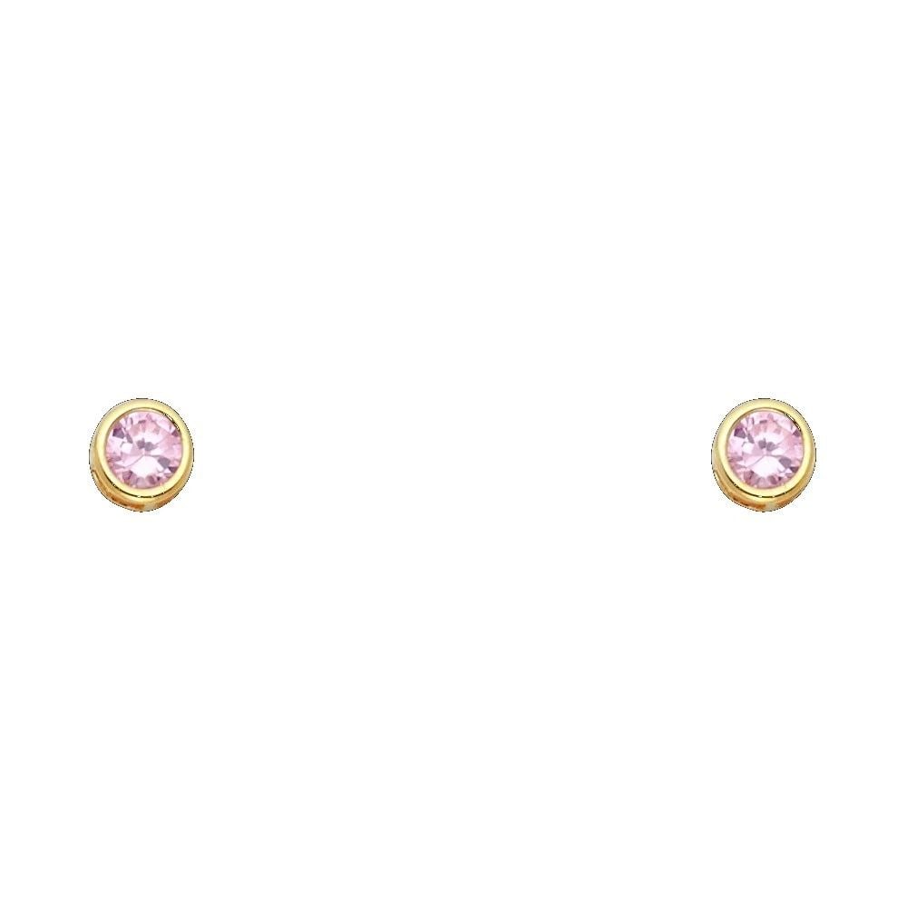 NEW 14K YELLOW GOLD 4MM ROUND BEZEL SCREW BACK STUD EARRINGS (OCT): NEW 14K YELLOW GOLD 4MM ROUND BEZEL SCREW BACK STUD EARRINGS (OCT)4MM ROUND BEZEL SCREW BACK STUD EARRINGS (OCT)NEW 14KYELLOW GOLD