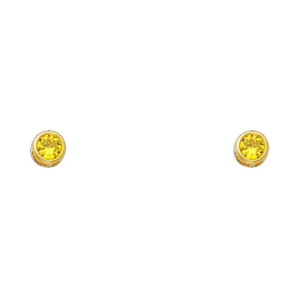 NEW 14K YELLOW GOLD 4MM ROUND BEZEL SCREW BACK STUD EARRINGS (NOV): NEW 14K YELLOW GOLD 4MM ROUND BEZEL SCREW BACK STUD EARRINGS (NOV)4MM ROUND BEZEL SCREW BACK STUD EARRINGS (NOV)NEW 14KYELLOW GOLD