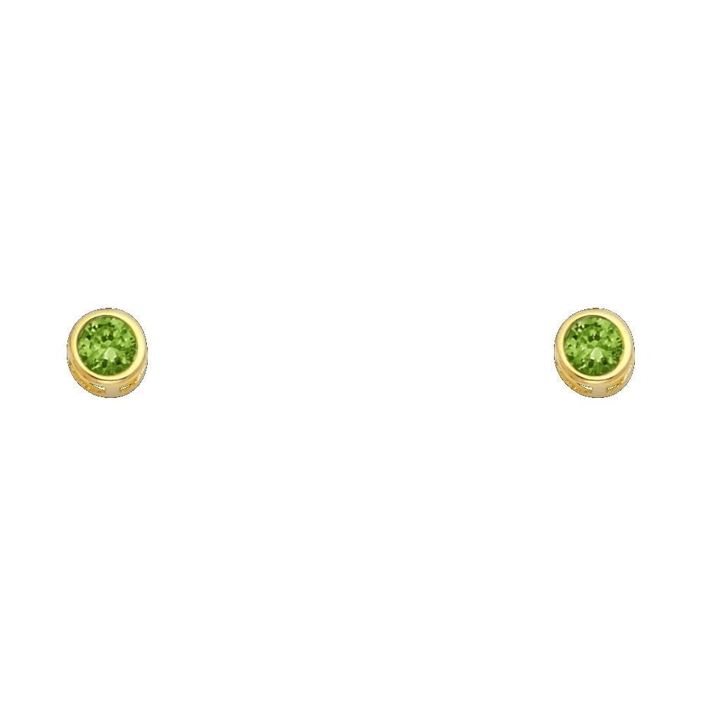 NEW 14K YELLOW GOLD 4MM ROUND BEZEL SCREW BACK STUD EARRINGS (AUG) (1 of 2)