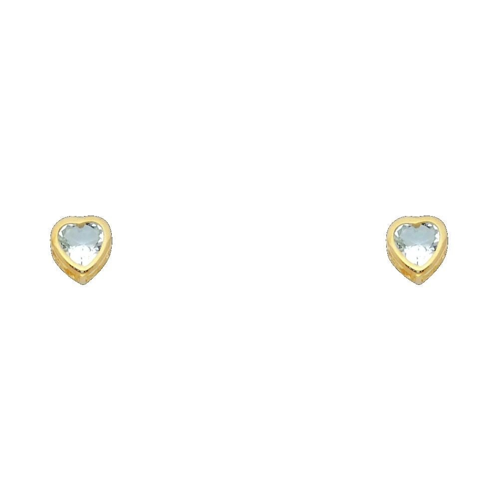 NEW 14K YELLOW GOLD 4MM HEART BEZEL SCREW BACK STUD EARRINGS (MAR): NEW 14K YELLOW GOLD 4MM HEART BEZEL SCREW BACK STUD EARRINGS (MAR)4MM HEART BEZEL SCREW BACK STUD EARRINGS (MAR)NEW 14KYELLOW GOLD