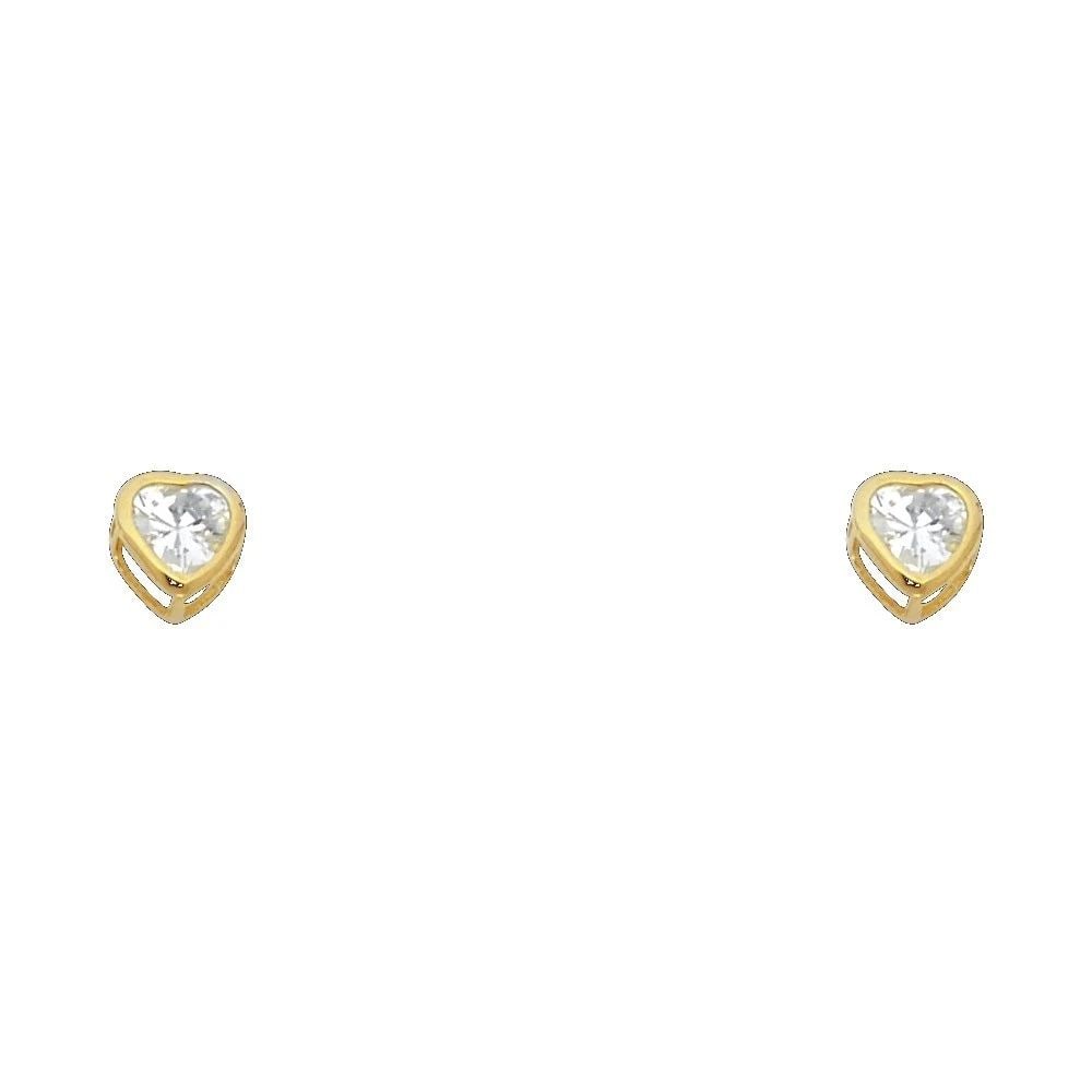 NEW 14K YELLOW GOLD 4MM HEART BEZEL SCREW BACK STUD EARRINGS (APR): NEW 14K YELLOW GOLD 4MM HEART BEZEL SCREW BACK STUD EARRINGS (APR)4MM HEART BEZEL SCREW BACK STUD EARRINGS (APR)NEW 14KYELLOW GOLD
