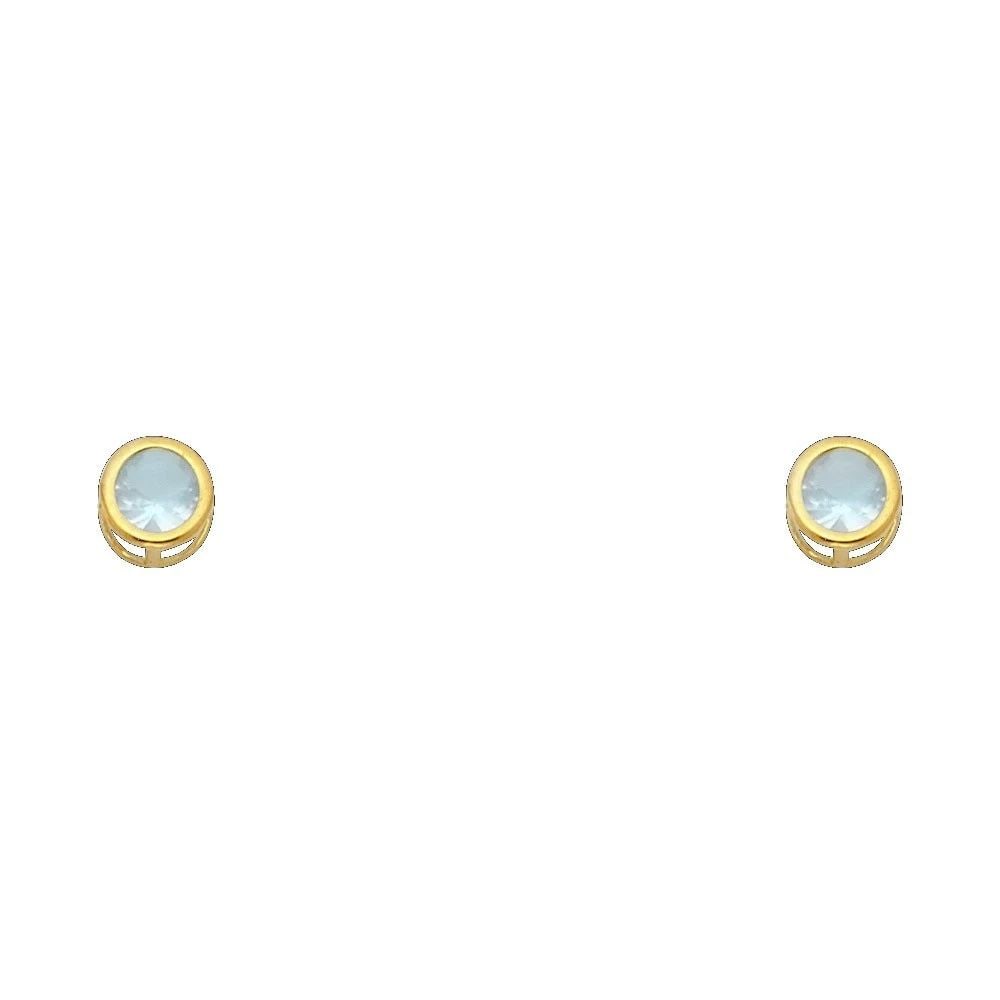 NEW 14K YELLOW GOLD 4MM ROUND BEZEL SCREW BACK STUD EARRINGS (MAR): NEW 14K YELLOW GOLD 4MM ROUND BEZEL SCREW BACK STUD EARRINGS (MAR)4MM ROUND BEZEL SCREW BACK STUD EARRINGS (MAR)NEW 14KYELLOW GOLD