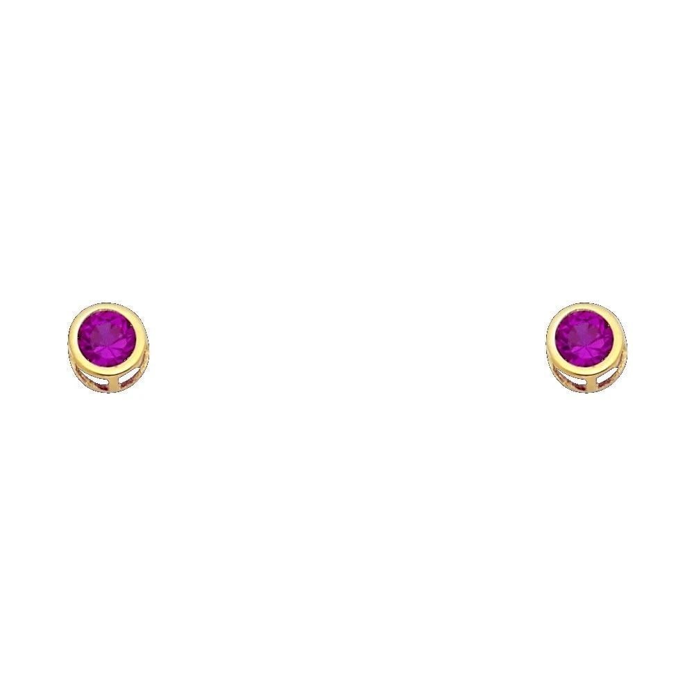 NEW 14K YELLOW GOLD 4MM ROUND BEZEL SCREW BACK STUD EARRINGS (JUL): NEW 14K YELLOW GOLD 4MM ROUND BEZEL SCREW BACK STUD EARRINGS (JUL)4MM ROUND BEZEL SCREW BACK STUD EARRINGS (JUL)NEW 14KYELLOW GOLD