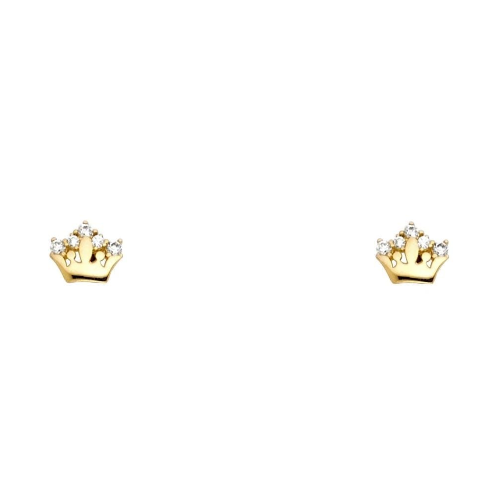 NEW 14K YELLOW GOLD CROWN STUD EARRINGS WITH SCREW BACK: NEW 14K YELLOW GOLD CROWN STUD EARRINGS WITH SCREW BACKCROWN STUD EARRINGS WITH SCREW BACKNEW 14KYELLOW GOLD