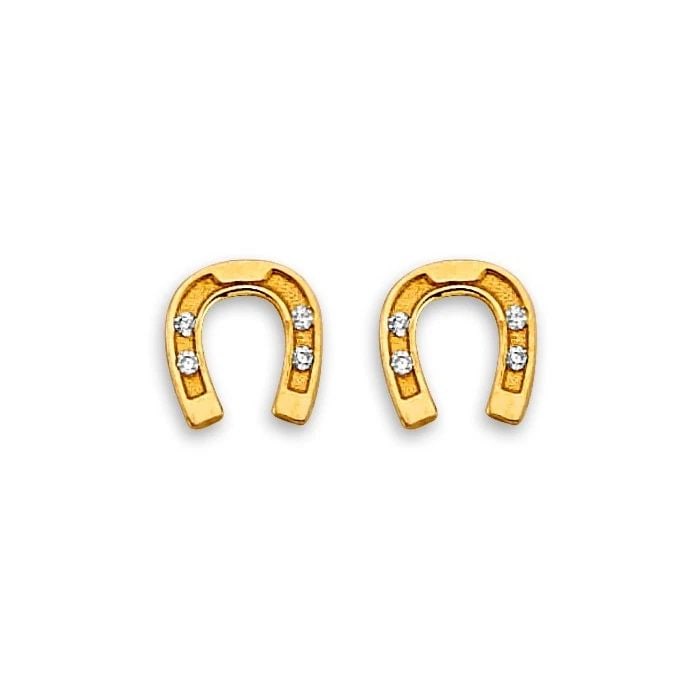 NEW 14K YELLOW GOLD HORSESHOE STUD EARRINGS WITH SCREW BACK: NEW 14K YELLOW GOLD HORSESHOE STUD EARRINGS WITH SCREW BACKHORSESHOE STUD EARRINGS WITH SCREW BACKNEW 14KYELLOW GOLD