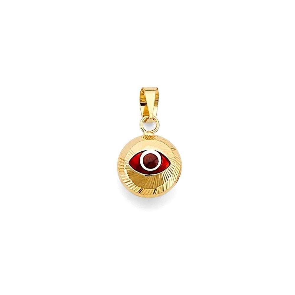 NEW 14K YELLOW GOLD EVIL EYE PENDANT: NEW 14K YELLOW GOLD EVIL EYE PENDANTEVIL EYE PENDANTNEW 14KYELLOW GOLDHeight : 15 mmWidth : 10 mmApx. WEIGHT : 0.6g