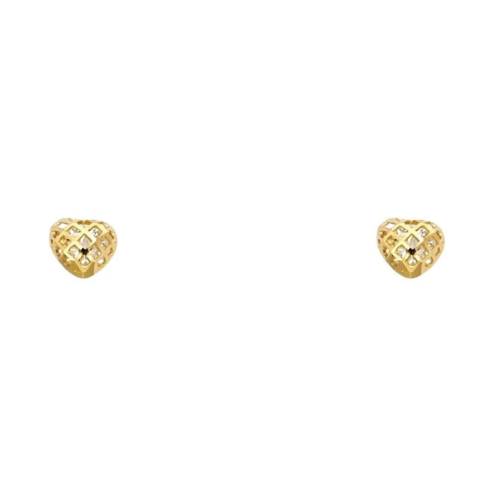 NEW 14K YELLOW GOLD HEART STUD EARRINGS WITH SCREW BACK: NEW 14K YELLOW GOLD HEART STUD EARRINGS WITH SCREW BACKHEART STUD EARRINGS WITH SCREW BACKNEW 14KYELLOW GOLD