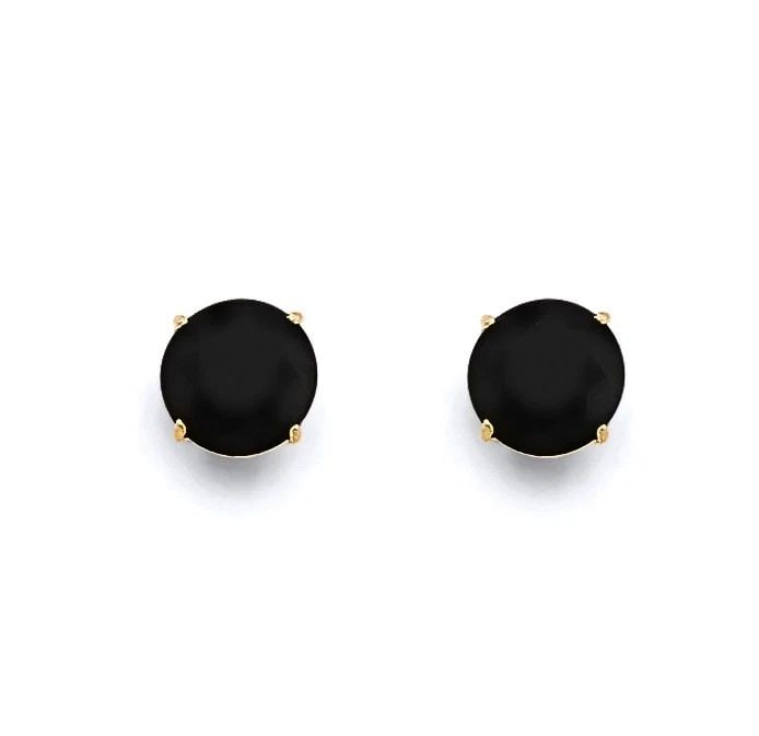 NEW 14K YELLOW GOLD ROUND 6MM BLACK STUD EARRINGS WITH SCREW BACK: NEW 14K YELLOW GOLD ROUND 6MM BLACK STUD EARRINGS WITH SCREW BACKROUND 6MM BLACK STUD EARRINGS WITH SCREW BACKNEW 14KYELLOW GOLD