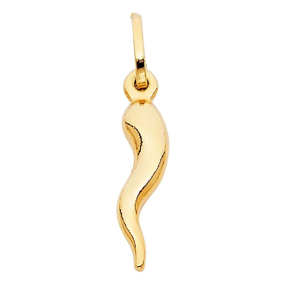 NEW 14K YELLOW GOLD HOLLOW HORN PENDANT (PT456): NEW 14K YELLOW GOLD HOLLOW HORN PENDANT (PT456)HOLLOW HORN PENDANT (PT456)NEW 14KYELLOW GOLDHeight : 20 mmWidth : 5 mmApx. WEIGHT : 0.6g