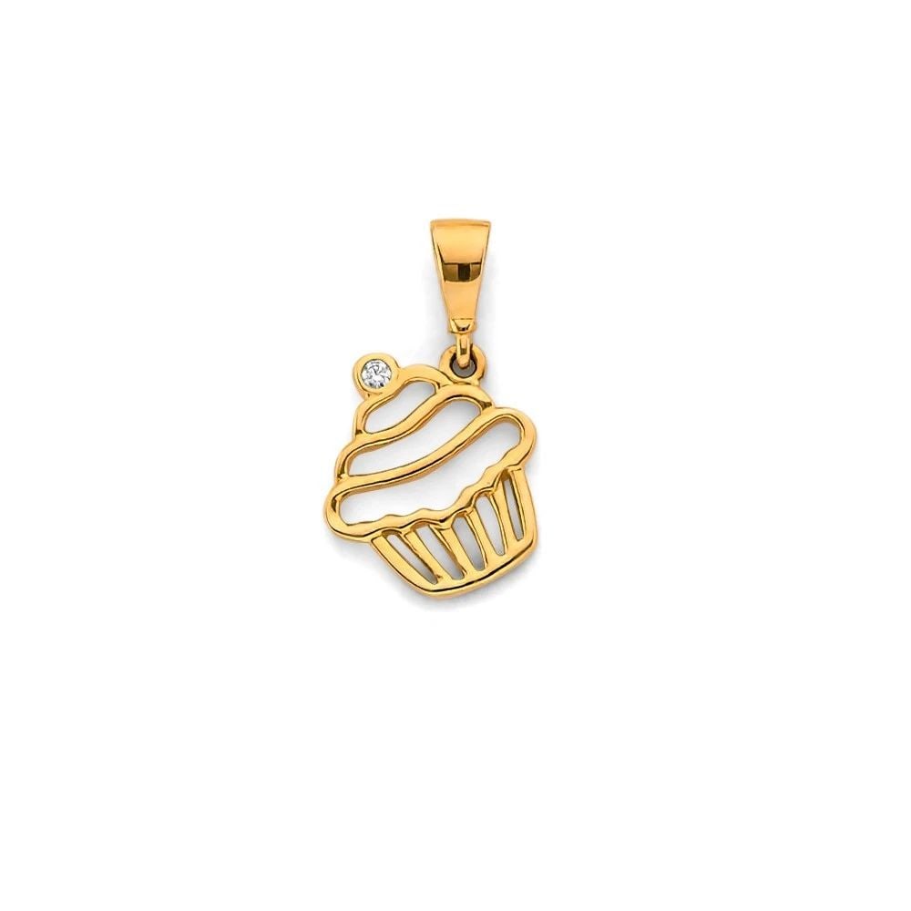 NEW 14K YELLOW GOLD CUPCAKE PENDANT (1 of 2)