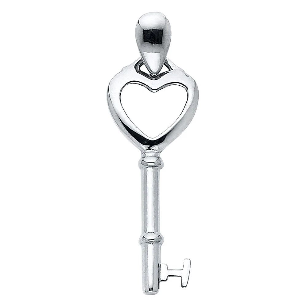 NEW 14K WHITE GOLD KEY PENDANT (PT548): NEW 14K WHITE GOLD KEY PENDANT (PT548)KEY PENDANT (PT548)NEW 14KWHITE GOLDHeight : 28 mmWidth : 10 mmApx. WEIGHT : 0.6g