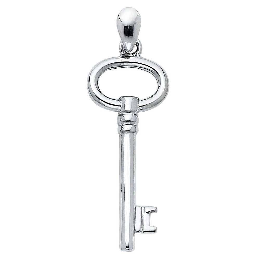 NEW 14K WHITE GOLD KEY PENDANT: NEW 14K WHITE GOLD KEY PENDANT (PT549)KEY PENDANT (PT549)NEW 14KWHITE GOLDHeight : 27 mmWidth : 10 mmApx. WEIGHT : 0.6g