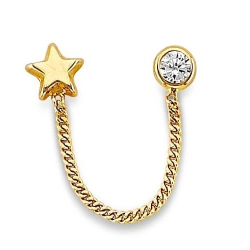 NEW 14K YELLOW GOLD STAR CRAWLER STUD EARRINGS WITH SCREW BACK: NEW 14K YELLOW GOLD STAR CRAWLER STUD EARRINGS WITH SCREW BACKSTAR CRAWLER STUD EARRINGS WITH SCREW BACKNEW 14KYELLOW GOLD