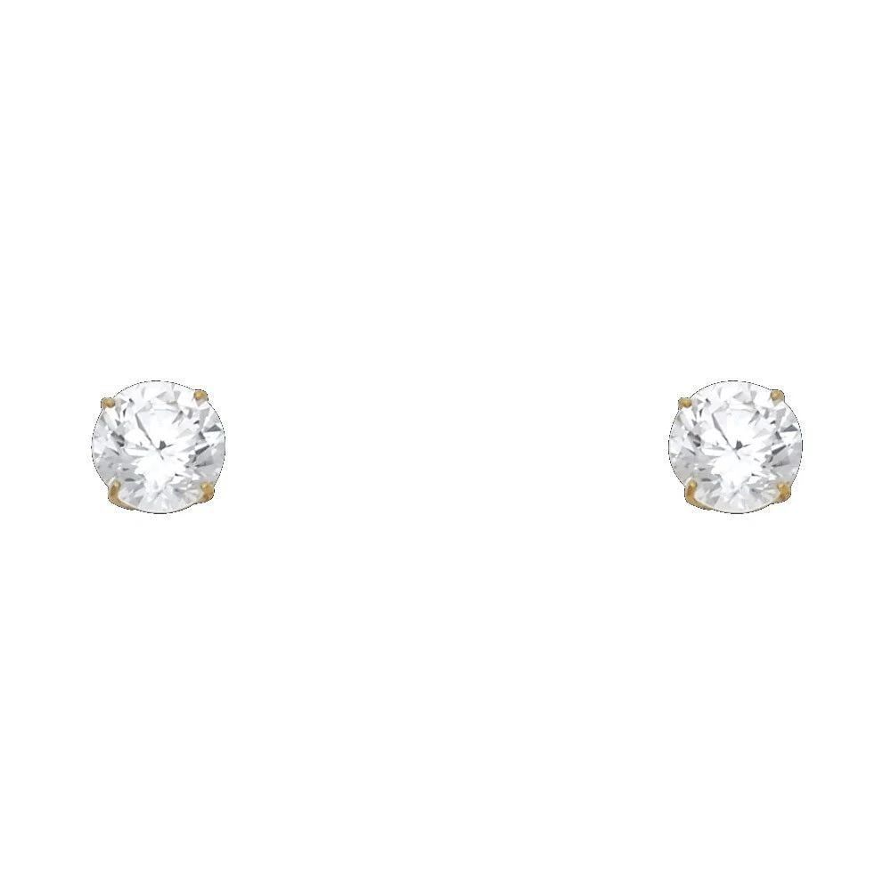 NEW 14K YELLOW GOLD 6MM ROUND BASKET STUD EARRINGS (1 of 2)