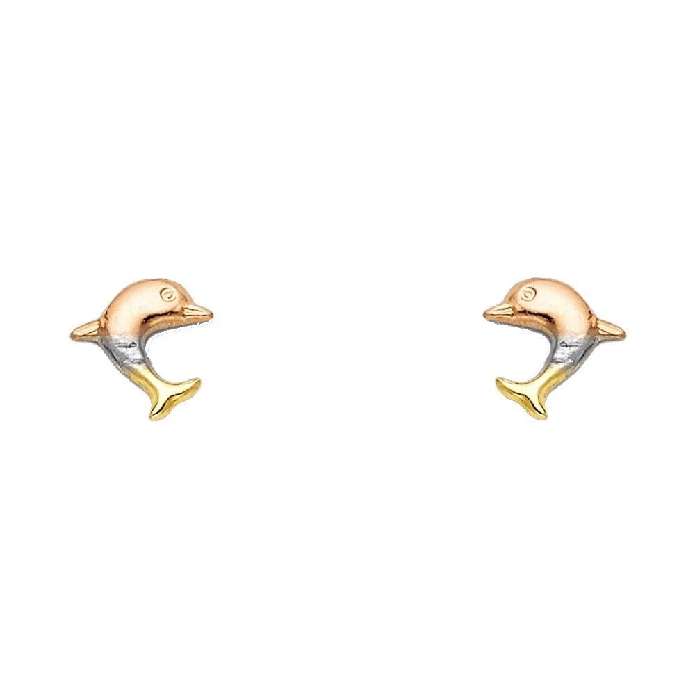 NEW 14K TRI COLOR GOLD STUD EARRINGS: NEW 14K TRI COLOR GOLD STUD EARRINGSSTUD EARRINGSNEW 14KTRI COLOR GOLD