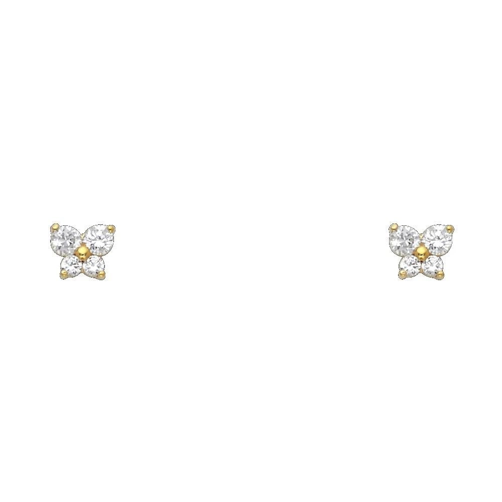 NEW 14K YELLOW GOLD BUTTERFLY SCREW BACK STUD EARRINGS (APR) (1 of 2)
