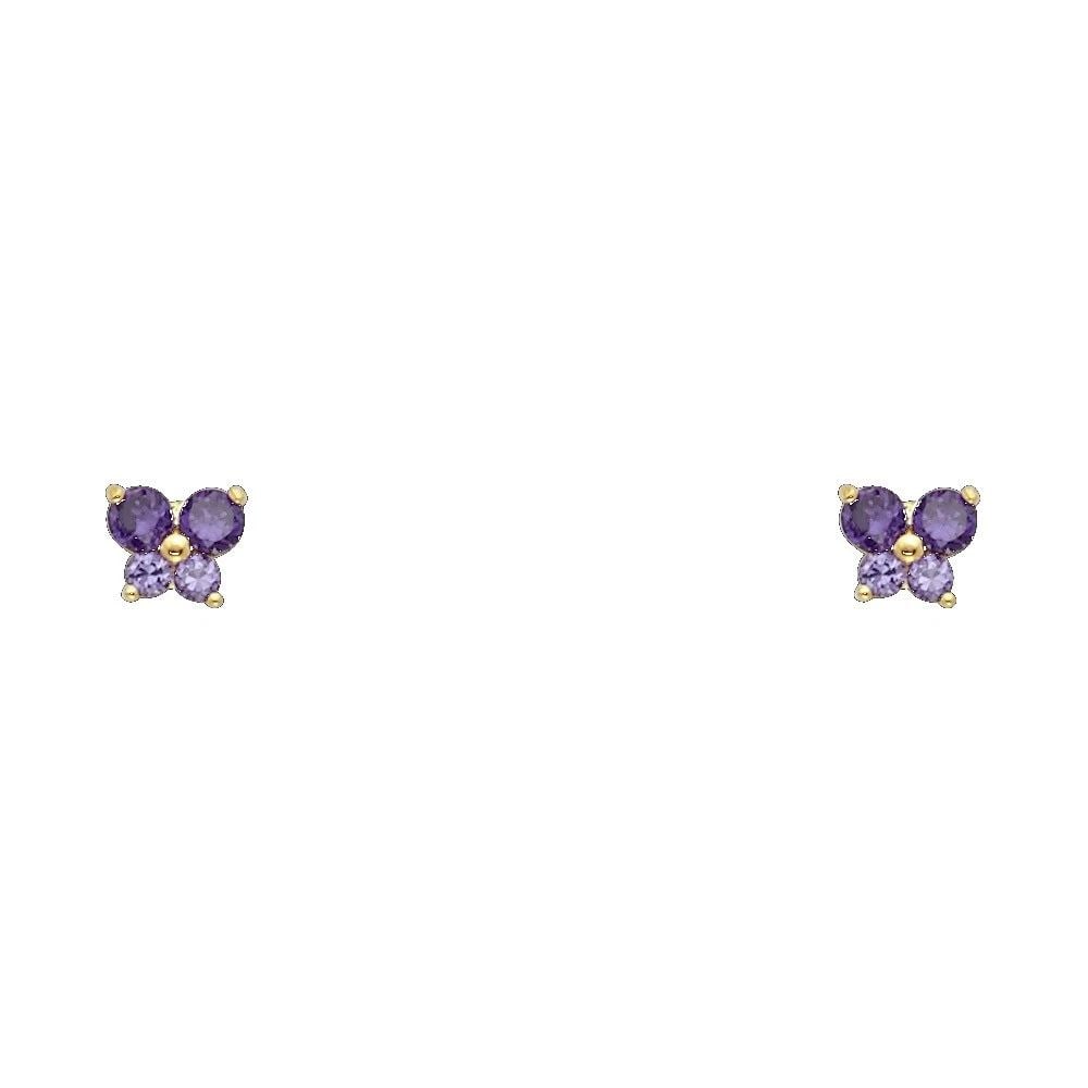 NEW 14K YELLOW GOLD BUTTERFLY SCREW BACK STUD EARRINGS (FEB): NEW 14K YELLOW GOLD BUTTERFLY SCREW BACK STUD EARRINGS (FEB)BUTTERFLY SCREW BACK STUD EARRINGS (FEB)NEW 14KYELLOW GOLD