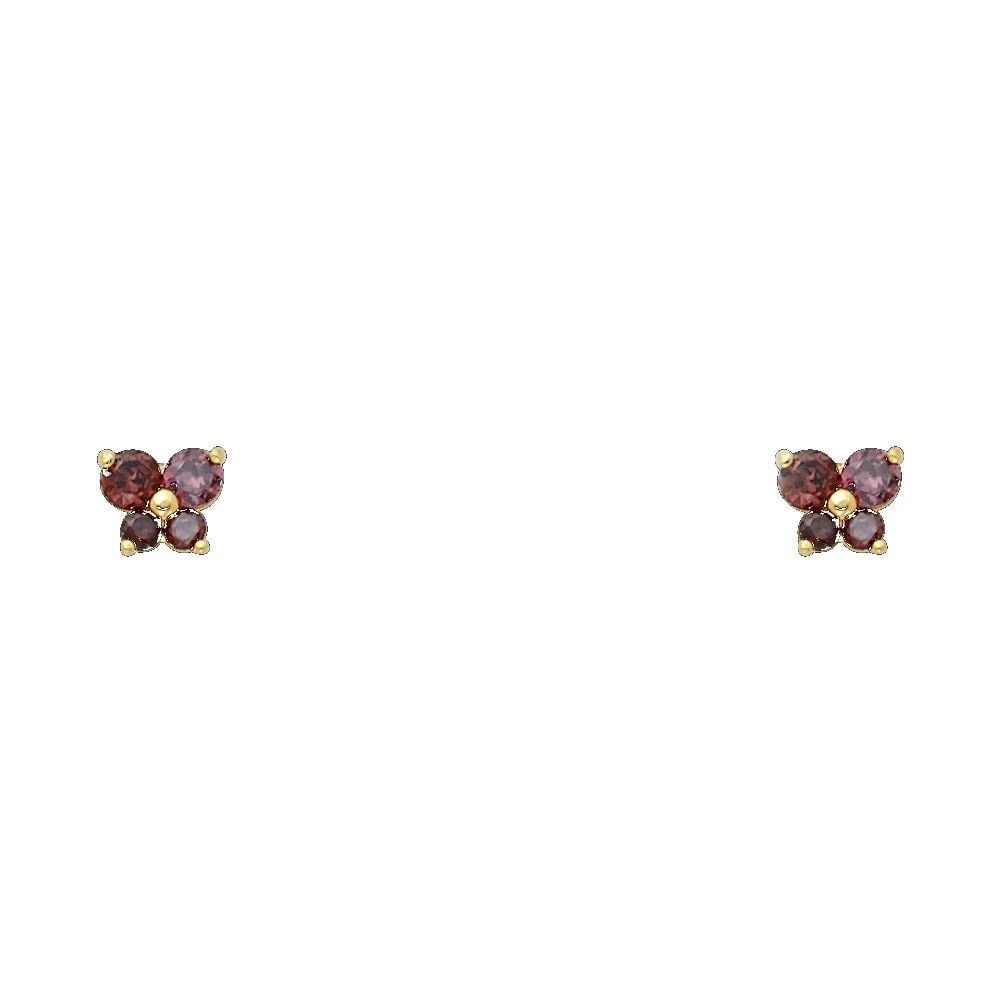 NEW 14K YELLOW GOLD BUTTERFLY SCREW BACK STUD EARRINGS (JUN) (1 of 2)