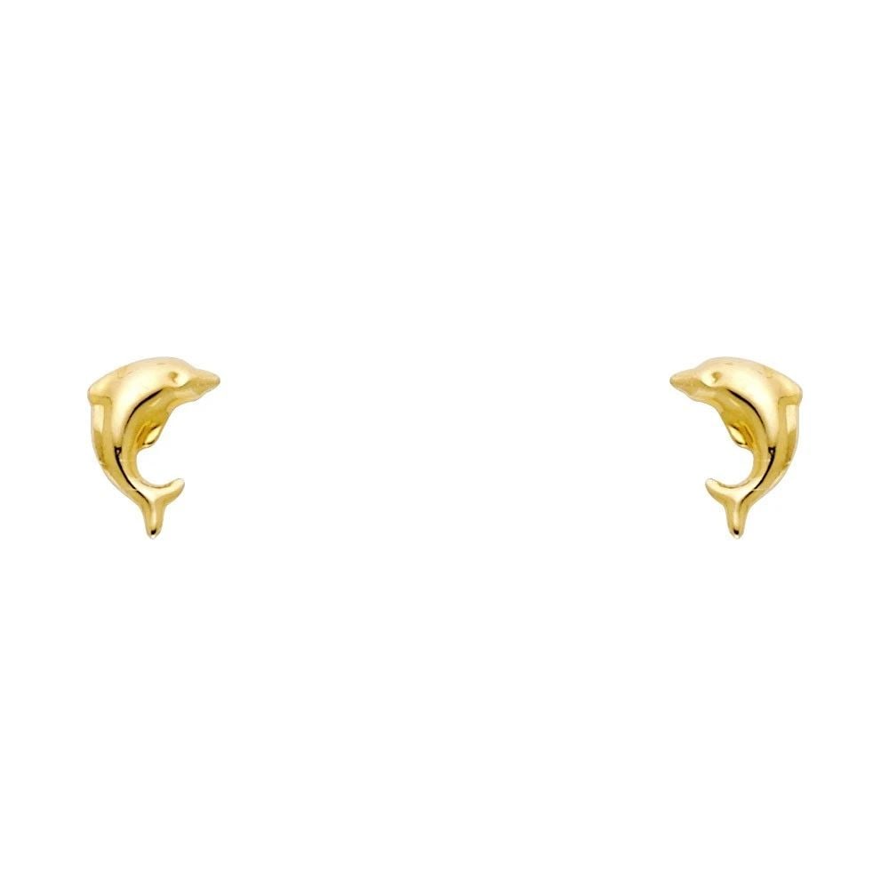 NEW 14K YELLOW GOLD DOLPHIN STUD EARRINGS WITH SCREW BACK: NEW 14K YELLOW GOLD DOLPHIN STUD EARRINGS WITH SCREW BACKDOLPHIN STUD EARRINGS WITH SCREW BACKNEW 14KYELLOW GOLD