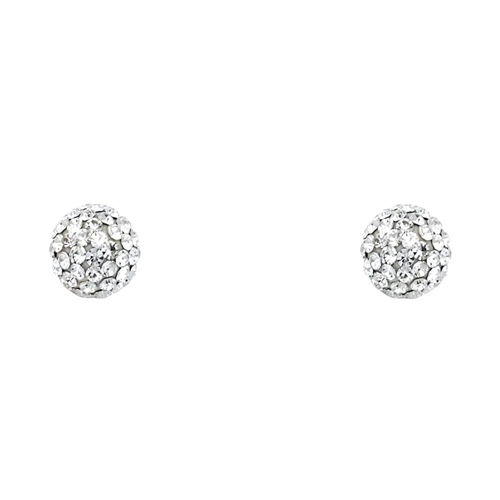 NEW 14K YELLOW GOLD CRYSTAL BALL STUD EARRINGS WITH SCREW BACK (1 of 2)