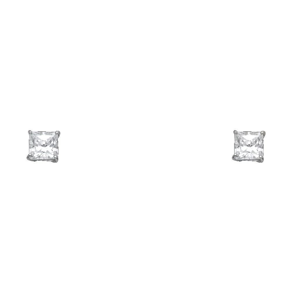NEW 14K WHITE GOLD PRINCESS 4MM STUD EARRINGS: NEW 14K WHITE GOLD PRINCESS 4MM STUD EARRINGSPRINCESS 4MM STUD EARRINGSNEW 14KWHITE GOLD