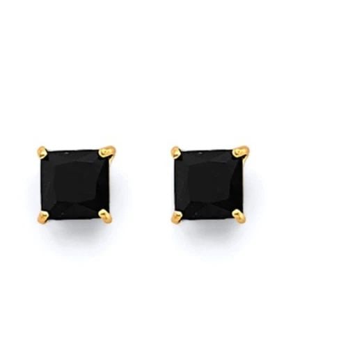 NEW 14K YELLOW GOLD SQUARE 4MM BLACK STUD EARRINGS WITH SCREW BACK: NEW 14K YELLOW GOLD SQUARE 4MM BLACK STUD EARRINGS WITH SCREW BACKSQUARE 4MM BLACK STUD EARRINGS WITH SCREW BACKNEW 14KYELLOW GOLD