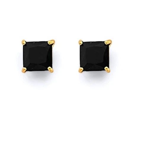 NEW 14K YELLOW GOLD SQUARE 4MM BLACK STUD EARRINGS WITH SCREW BACK: NEW 14K YELLOW GOLD SQUARE 4MM BLACK STUD EARRINGS WITH SCREW BACKSQUARE 4MM BLACK STUD EARRINGS WITH SCREW BACKNEW 14KYELLOW GOLD