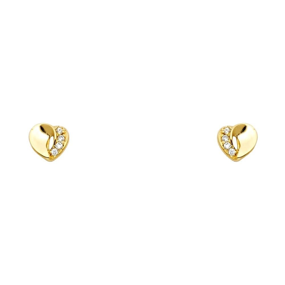 NEW 14K YELLOW GOLD HEART STUD EARRINGS WITH SCREW BACK: NEW 14K YELLOW GOLD HEART STUD EARRINGS WITH SCREW BACKHEART STUD EARRINGS WITH SCREW BACKNEW 14KYELLOW GOLD