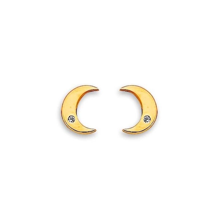 NEW 14K YELLOW GOLD MOON STUD EARRINGS WITH SCREW BACK: NEW 14K YELLOW GOLD MOON STUD EARRINGS WITH SCREW BACKMOON STUD EARRINGS WITH SCREW BACKNEW 14KYELLOW GOLD