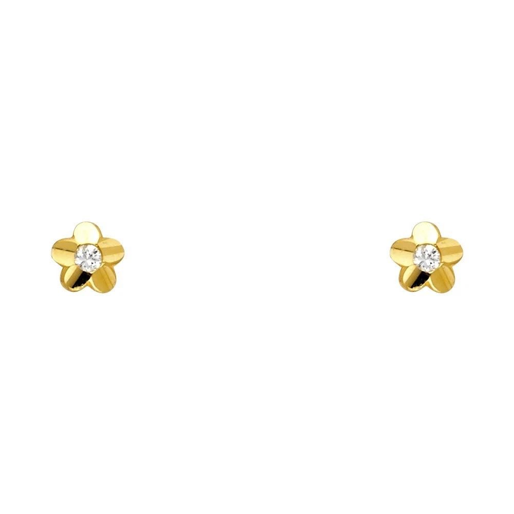 NEW 14K YELLOW GOLD FLOWER STUD EARRINGS WITH SCREW BACK: NEW 14K YELLOW GOLD FLOWER STUD EARRINGS WITH SCREW BACKFLOWER STUD EARRINGS WITH SCREW BACKNEW 14KYELLOW GOLD