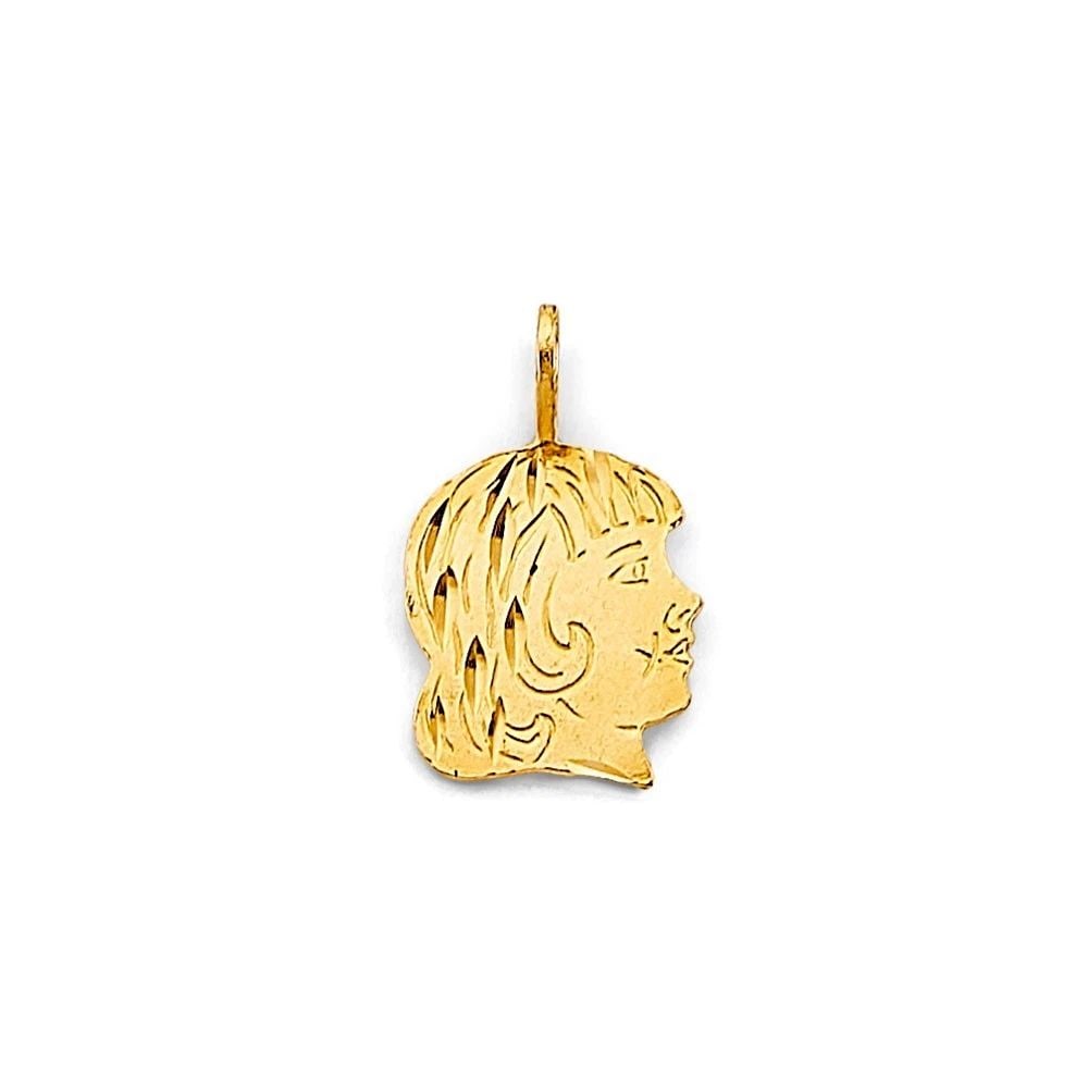 NEW 14K YELLOW GOLD GIRL'S FACE PENDANT: NEW 14K YELLOW GOLD GIRL'S FACE PENDANTGIRL'S FACE PENDANTNEW 14KYELLOW GOLDHeight : 20 mmWidth : 10 mmApx. WEIGHT : 0.6g