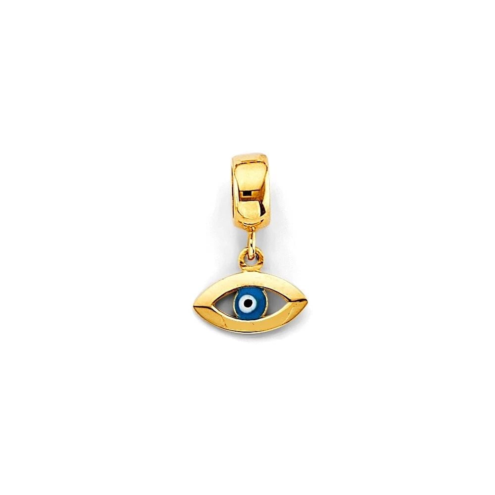 NEW 14K YELLOW GOLD EVIL EYE CHARM FOR MIX&MATCH BRACELET: NEW 14K YELLOW GOLD EVIL EYE CHARM FOR MIX&MATCH BRACELETEVIL EYE CHARM FOR MIX&MATCH BRACELETNEW 14KYELLOW GOLDHeight : 15 mmWidth : 10 mmApx. WEIGHT : 0.6g