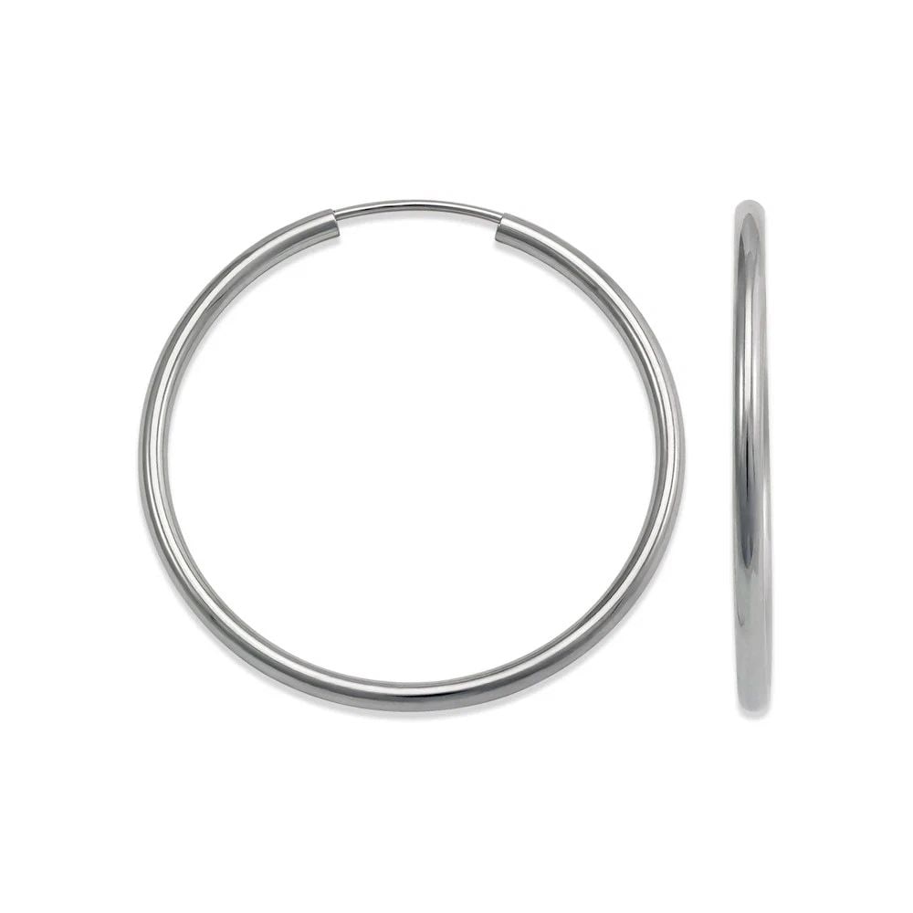 NEW 14K WHITE GOLD 2MM ROUND TUBE HOOP EARRINGS: NEW 14K WHITE GOLD 2MM ROUND TUBE HOOP EARRINGS2MM ROUND TUBE HOOP EARRINGSNEW 14KWHITE GOLDWidth: Approx. 2mmApx WEIGHT: 0.6g
