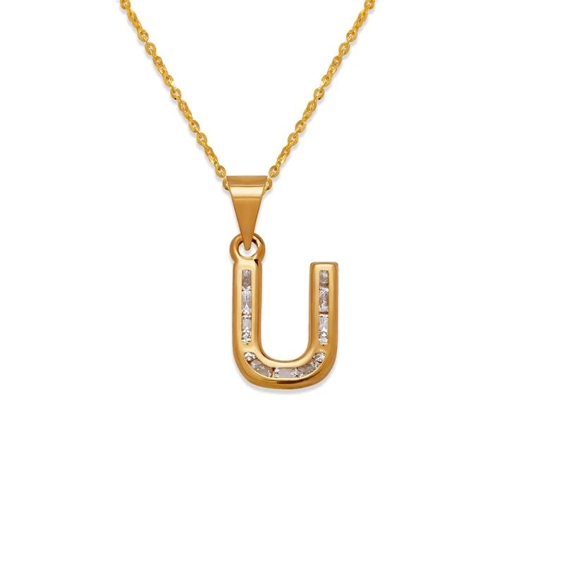 NEW 14K YELLOW GOLD INITIAL "U" PENDANT (1 of 2)