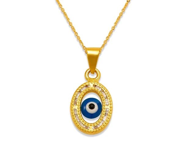 NEW 14K YELLOW GOLD EVIL EYE PENDANT: NEW 14K YELLOW GOLD EVIL EYE PENDANTEVIL EYE PENDANTNEW 14KYELLOW GOLDApx. WIDTH: 9x11mmApx WEIGHT: 0.6g