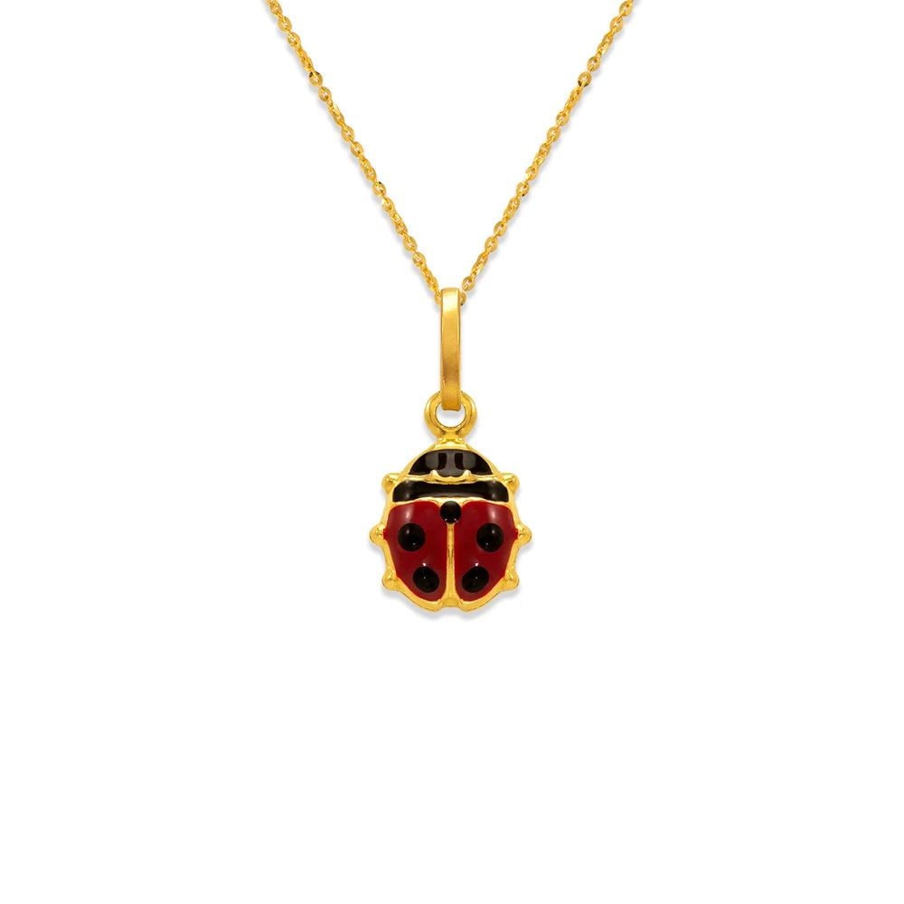NEW 14K YELLOW GOLD 10MM LADYBUG ENAMEL CHARM PENDANT (1 of 2)