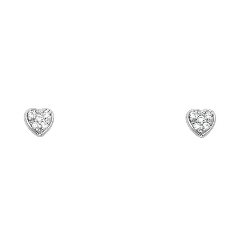NEW 14K WHITE GOLD HEART STUD EARRINGS WITH SCREW BACK: NEW 14K WHITE GOLD HEART STUD EARRINGS WITH SCREW BACKHEART STUD EARRINGS WITH SCREW BACKNEW 14KWHITE GOLD