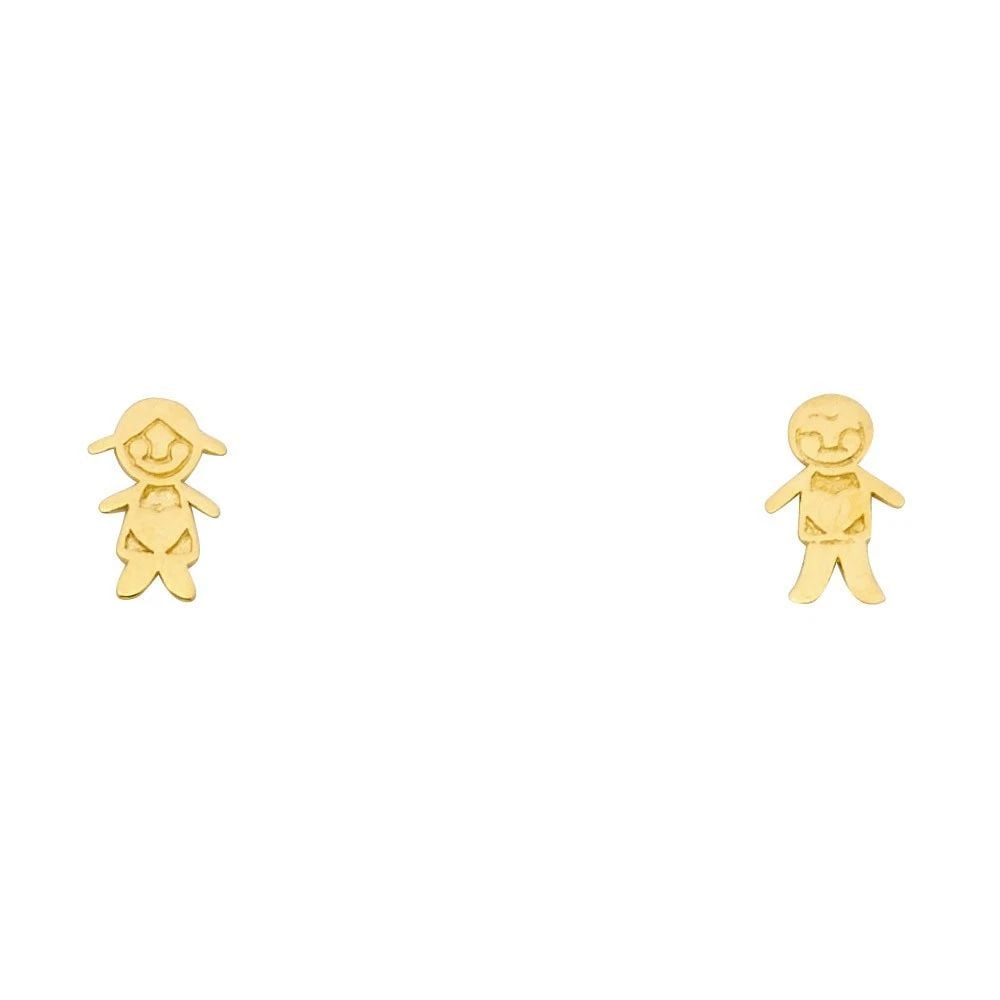 NEW 14K YELLOW GOLD BOY+GIRL STUD EARRINGS WITH SCREW BACK (1 of 2)