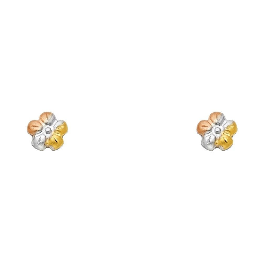 NEW 14K TRI COLOR GOLD STUD EARRINGS: NEW 14K TRI COLOR GOLD STUD EARRINGSSTUD EARRINGSNEW 14KTRI COLOR GOLD