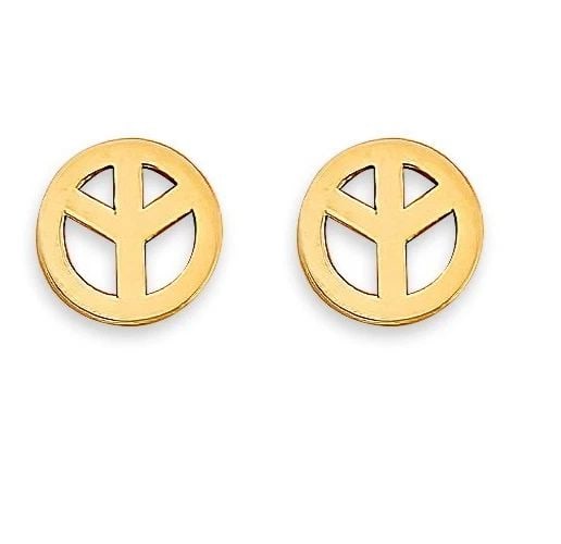 NEW 14K YELLOW GOLD PEACE STUD EARRINGS WITH SCREW BACK: NEW 14K YELLOW GOLD PEACE STUD EARRINGS WITH SCREW BACKPEACE STUD EARRINGS WITH SCREW BACKNEW 14KYELLOW GOLD