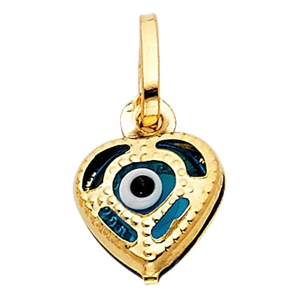 NEW 14K YELLOW GOLD EVIL EYE HEART PENDANT: NEW 14K YELLOW GOLD EVIL EYE HEART PENDANTEVIL EYE HEART PENDANTNEW 14KYELLOW GOLDHeight : 10 mmWidth : 10 mmApx. WEIGHT : 0.6g