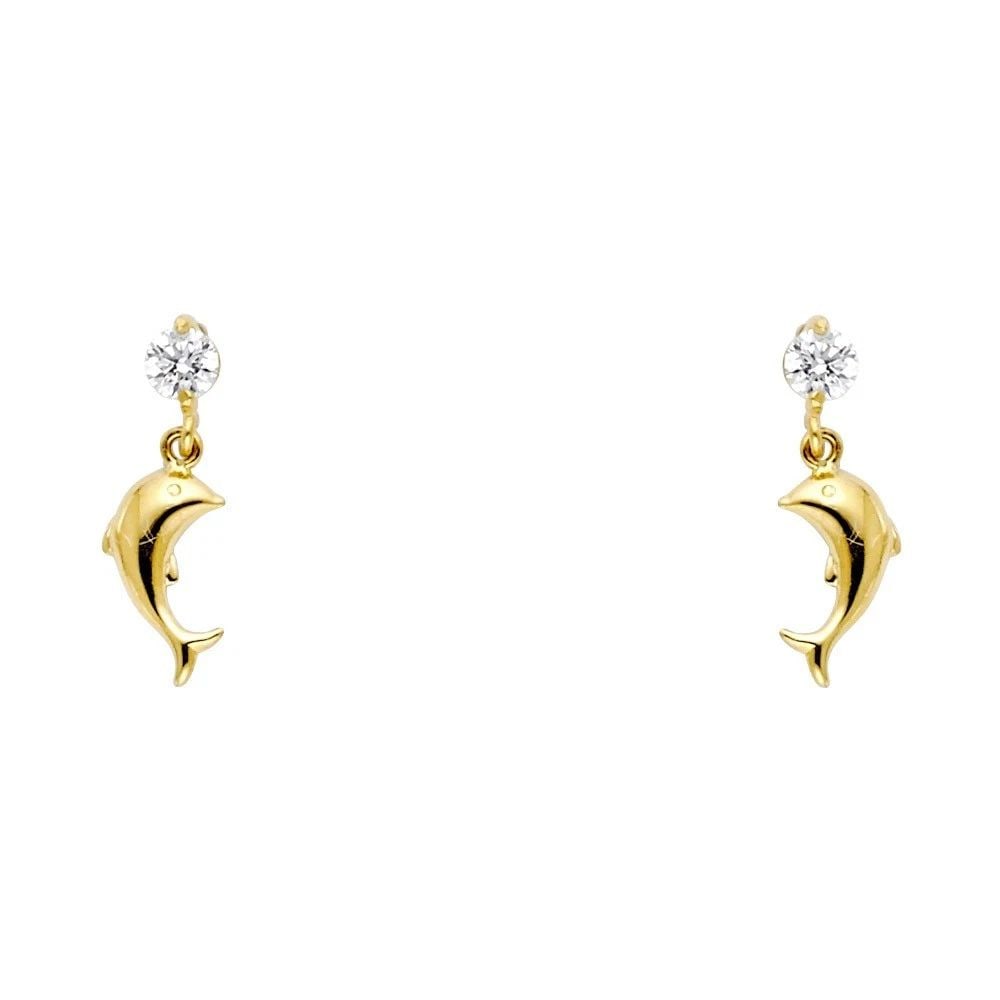 NEW 14K YELLOW GOLD DOLPHIN STUD EARRINGS WITH SCREW BACK: NEW 14K YELLOW GOLD DOLPHIN STUD EARRINGS WITH SCREW BACKDOLPHIN STUD EARRINGS WITH SCREW BACKNEW 14KYELLOW GOLD