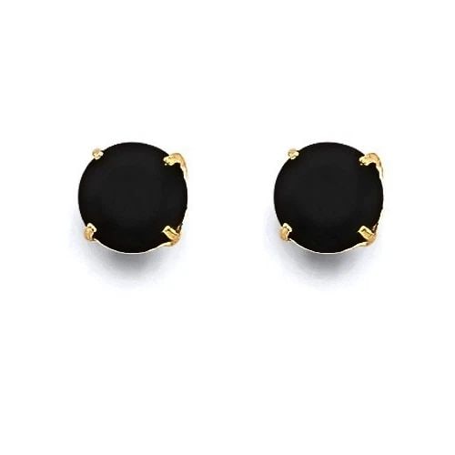 NEW 14K YELLOW GOLD ROUND 5MM BLACK STUD EARRINGS WITH SCREW BACK: NEW 14K YELLOW GOLD ROUND 5MM BLACK STUD EARRINGS WITH SCREW BACKROUND 5MM BLACK STUD EARRINGS WITH SCREW BACKNEW 14KYELLOW GOLD