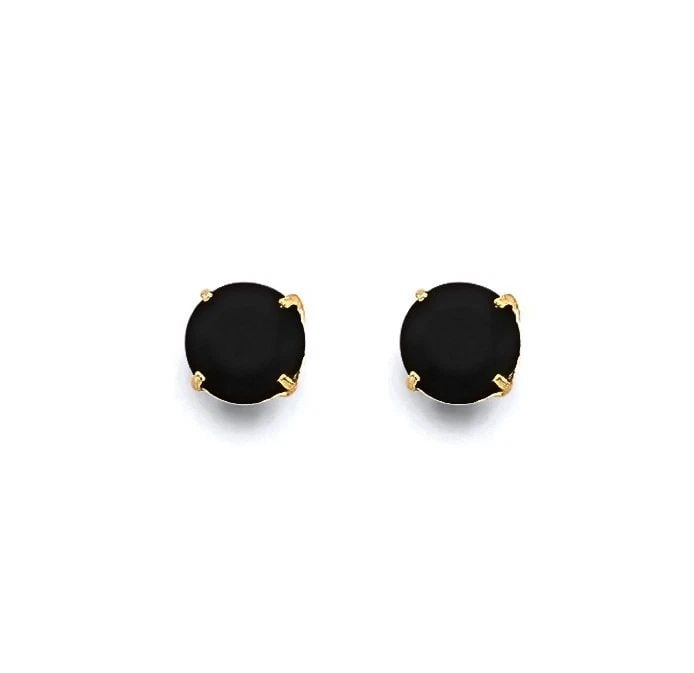NEW 14K YELLOW GOLD ROUND 5MM BLACK STUD EARRINGS WITH SCREW BACK: NEW 14K YELLOW GOLD ROUND 5MM BLACK STUD EARRINGS WITH SCREW BACKROUND 5MM BLACK STUD EARRINGS WITH SCREW BACKNEW 14KYELLOW GOLD