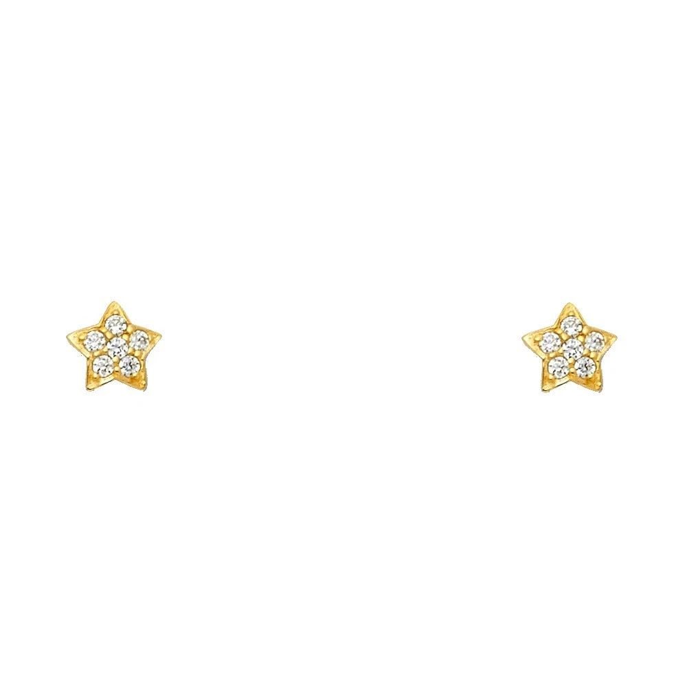 NEW 14K YELLOW GOLD STAR STUD EARRINGS WITH SCREW BACK: NEW 14K YELLOW GOLD STAR STUD EARRINGS WITH SCREW BACKSTAR STUD EARRINGS WITH SCREW BACKNEW 14KYELLOW GOLD