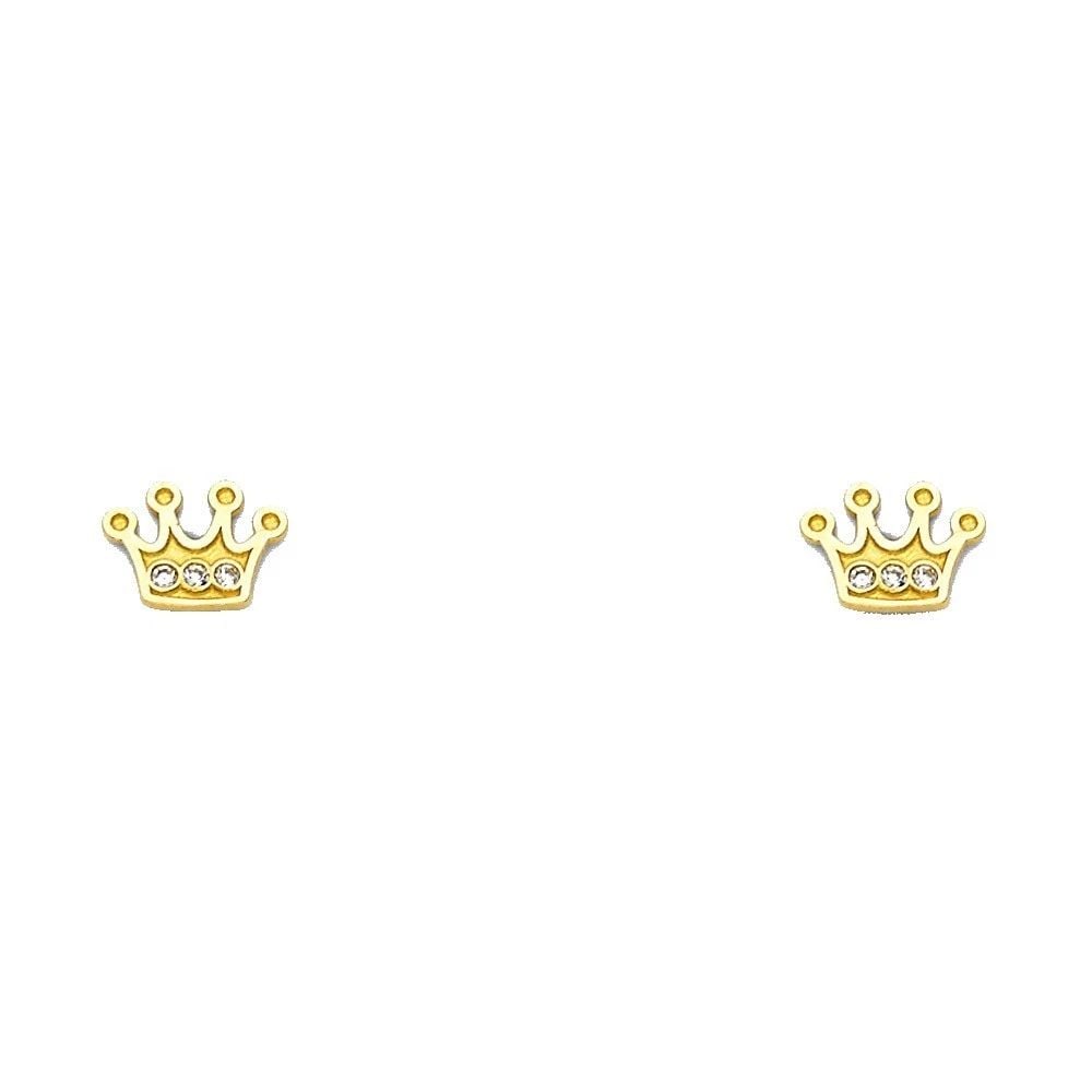 NEW 14K YELLOW GOLD CROWN SCREW BACK STUD EARRINGS: NEW 14K YELLOW GOLD CROWN SCREW BACK STUD EARRINGSCROWN SCREW BACK STUD EARRINGSNEW 14KYELLOW GOLD